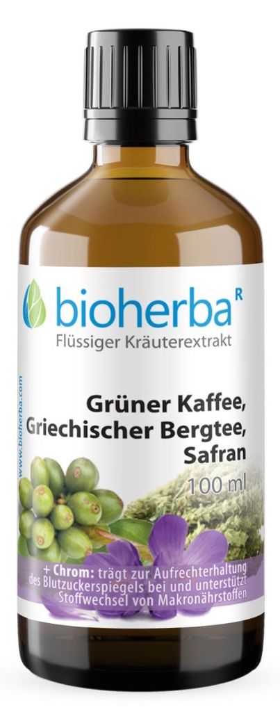 Bioherba Grüner Kaffee Griechischer Bergtee Safran Tropfen Tinktur 100 ml