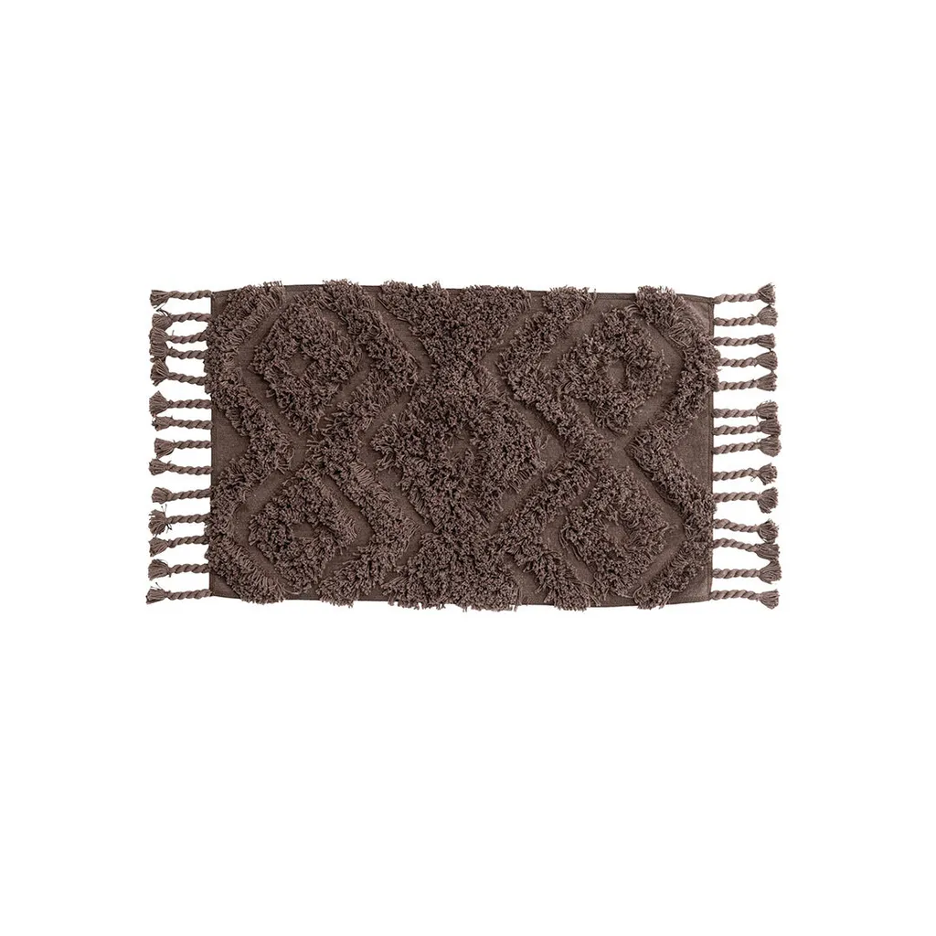 Tapis de bain 80x50cm Hilma marron absorbe l'eau et évite les glisses