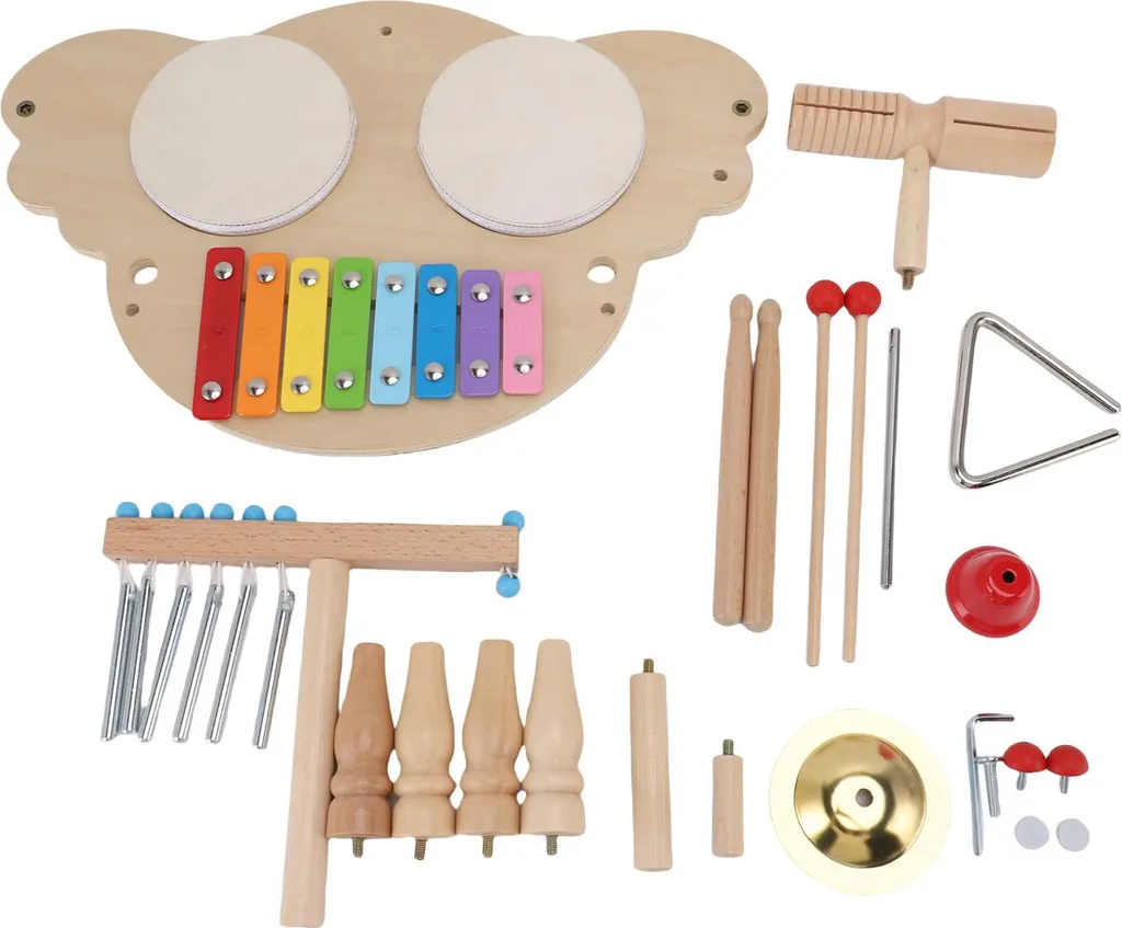 Station musicale bébé en bois pour un éveil sonore sans bruit strident