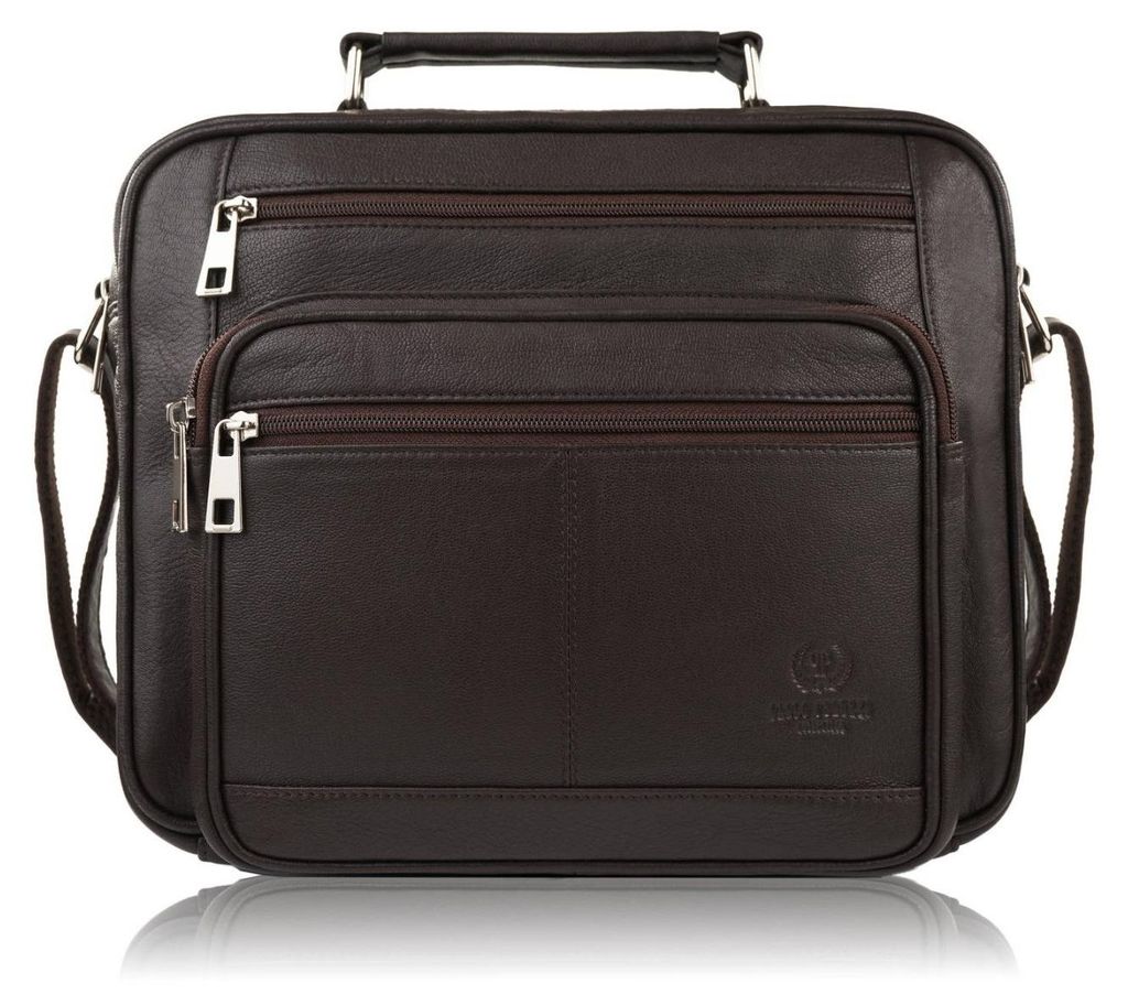Herren Leder Schulter und Handtasche für die Arbeit braun Paolo Peruzzi T-126-BR