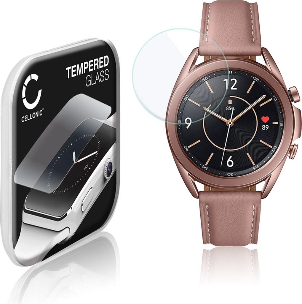 CELLONIC 9H Display Schutzglas für Samsung Galaxy Watch 3 - 41mm (SM-R850) Smartwatch, 3D Full Cover Full Glue Screen Protector Glass, Fitness Tra...