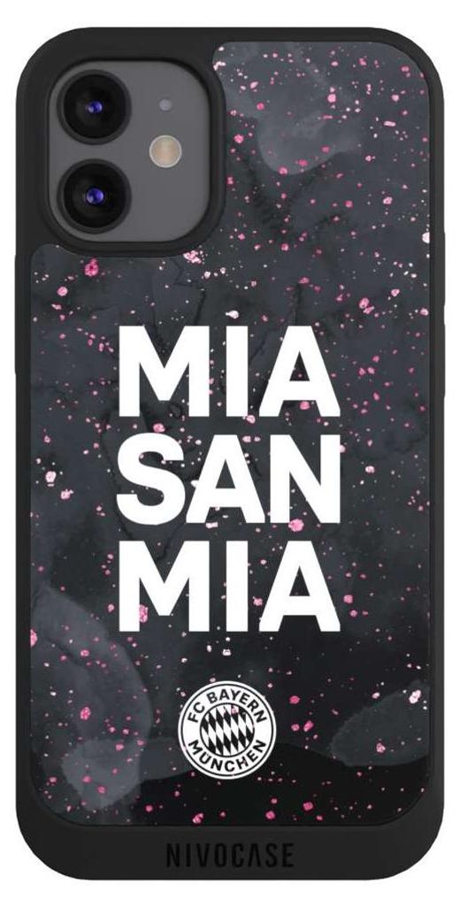 NIVOCASE Handyhülle für Apple iPhone 12 mini Hülle NIVOpure Case Schwarz FC Bayern München Mia San Mia Girl Style