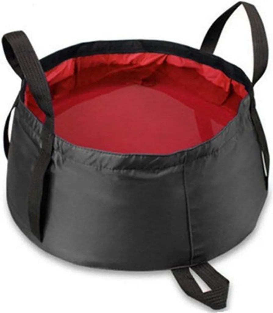 Bassin pliable rouge ultra-léger avec poignées pour le plein air 12L