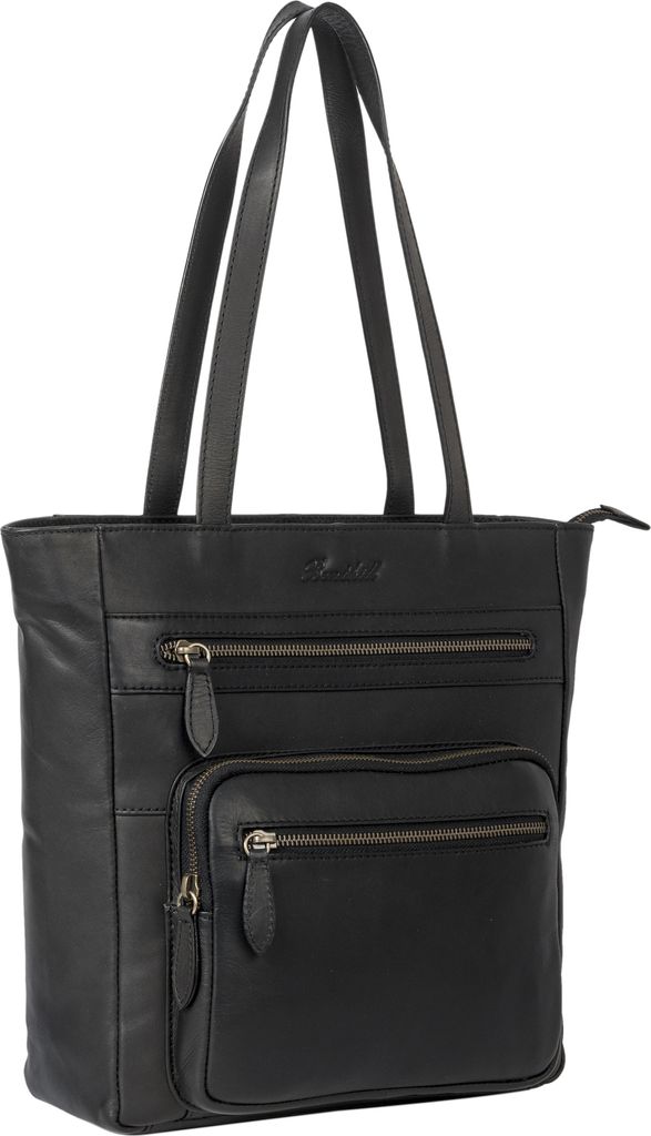 Benthill Schultertasche Damen Echt Leder | Shopper aus echtem Rindsleder | Vintage Handtasche mit vielen Fächern | Damen-Leder-Tasche | Beutel