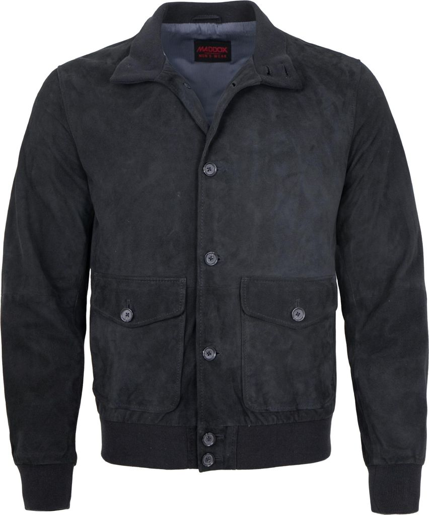 MADDOX - Herren Lederjacke Blouson Lammvelour marine : 54