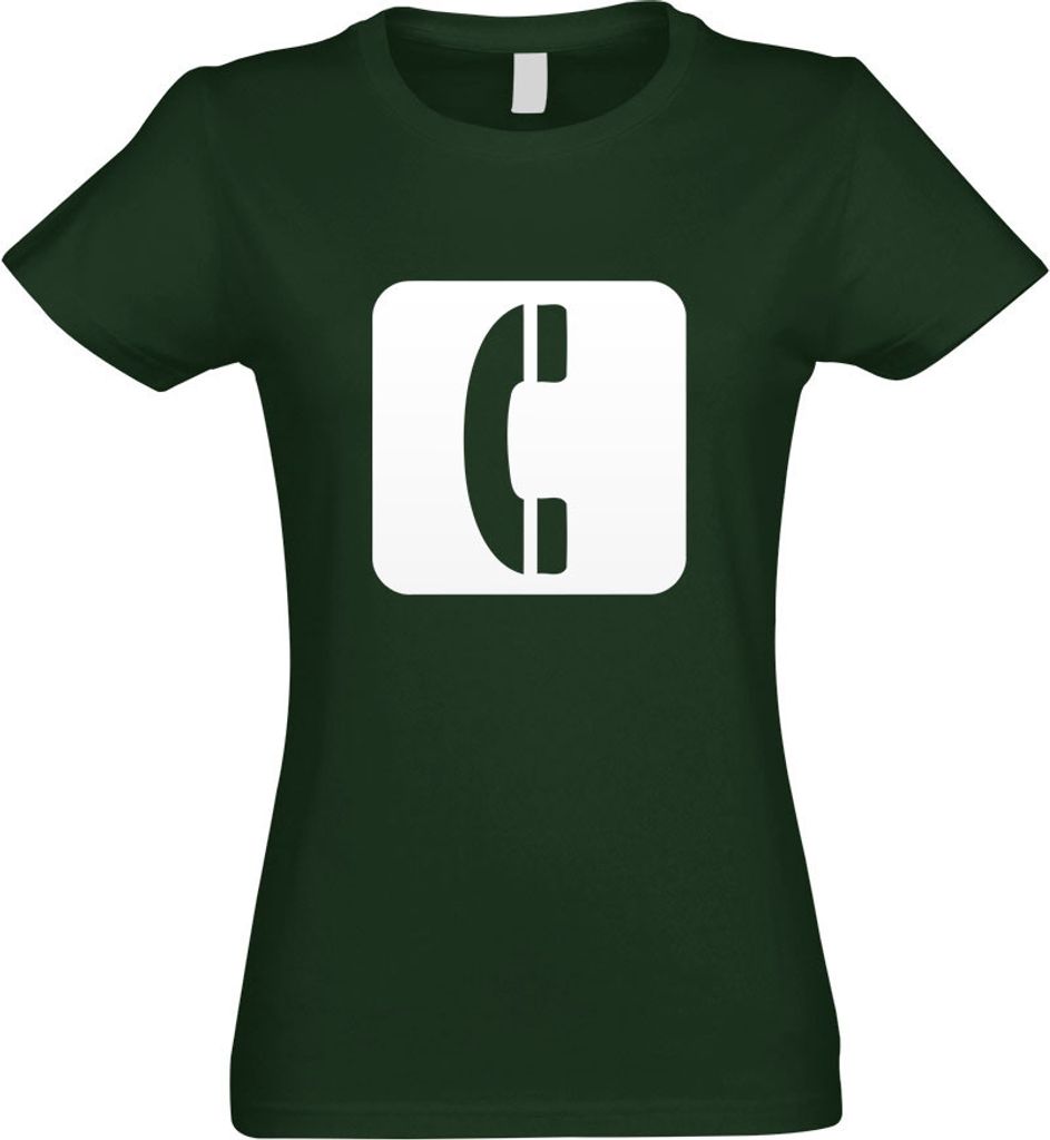 Kiwistar - T-Shirt tailliert - Damen - flaschengrün - Telefon Kontakt Anruf Piktogramme - mit Motiv Bedruckt - Funshirt Design - Sport - Freizeit ...