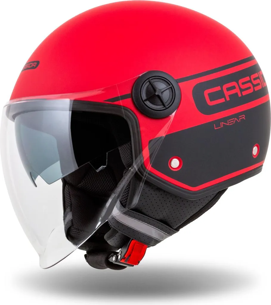 Casque CASSIDA Handy Plus Linear XS rouge mat avec visière solaire