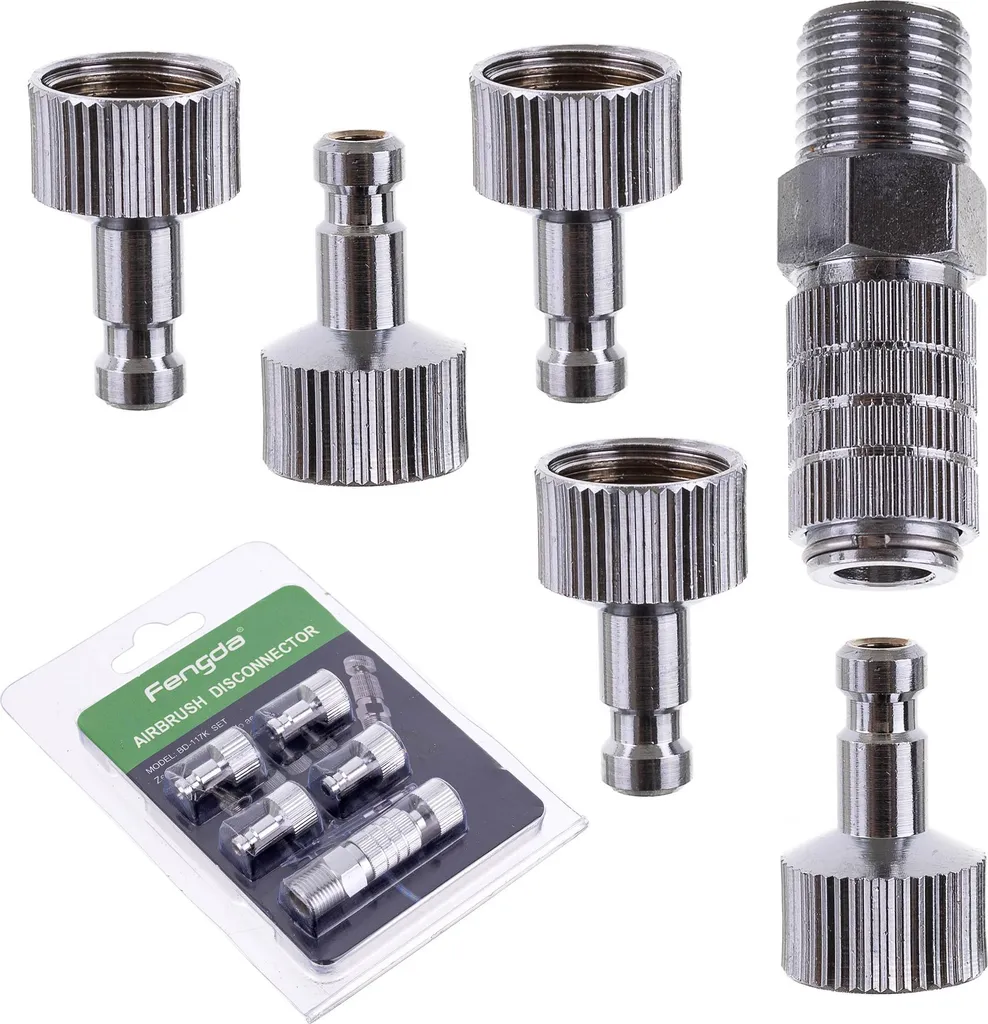 Sgancio Rapido Professionale Fengda BD-117K - Kit 5+1 per Aerografo