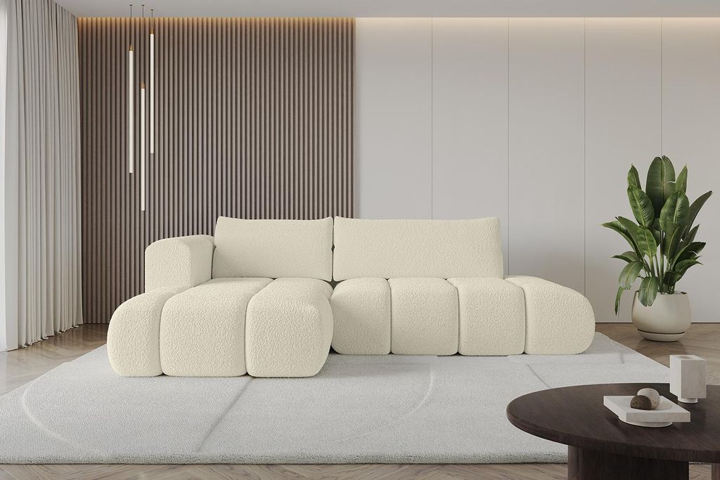 ALTDECOR Ecksofa mit Schlaffunktion und Bettkasten CLOUD-L 280x185x90 Beige - Corner Sofa Bett Eckcouch Couch L-Form Schlafcouch Ausziehbar Wohnlan...