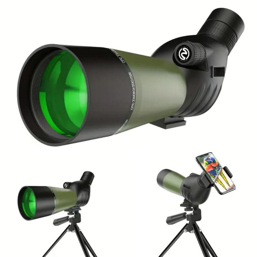 Spektiv 25-75x60 Abgewinkeltes Okular Wasserdicht BAK4 Prisma Monokular mit Stativ Tragetasche für Sportschützen Vogelbeobachtu