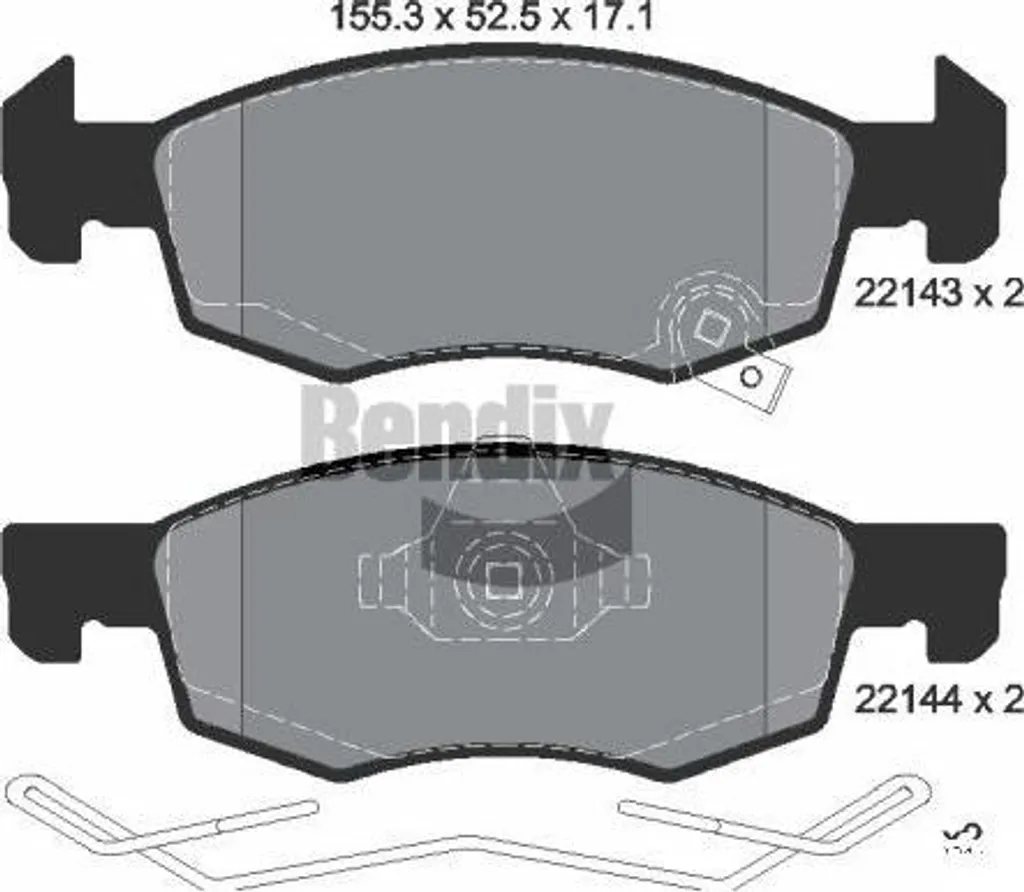 Jeu plaquettes frein à disque BENDIX BPD1209 / OE 1605280 - Corsa E