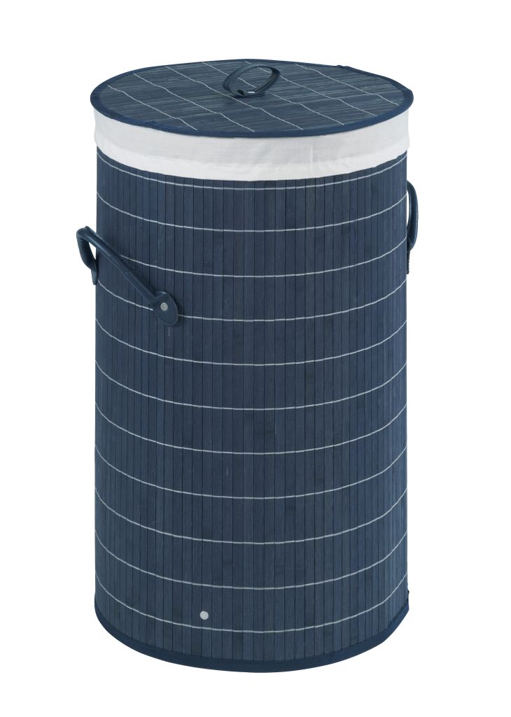Wenko Wäschetruhe Bamboo Dunkelblau, Wäschekorb, 55 l; Produktbild 