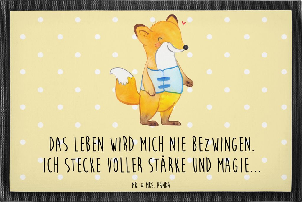 Mr. & Mrs. Panda fußmatte Fuchs Orthopädisches Korsett 60 x 90 cm - Gelb Pastell - Geschenk, Schmutzfangmatte, Türmatte, Sauberlaufmatte, Schmut...