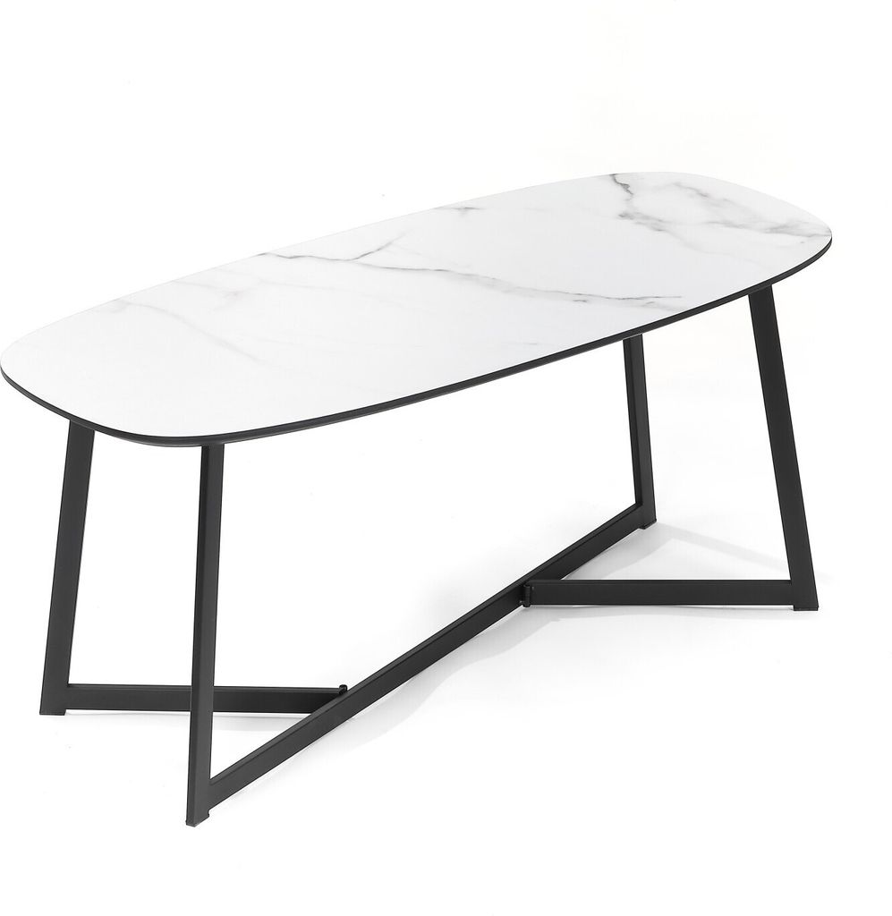 Couchtisch Poseidon, 90x40x40cm Weißes Mamordekor, Wohnzimmer, Sofatisch, Mamordesign