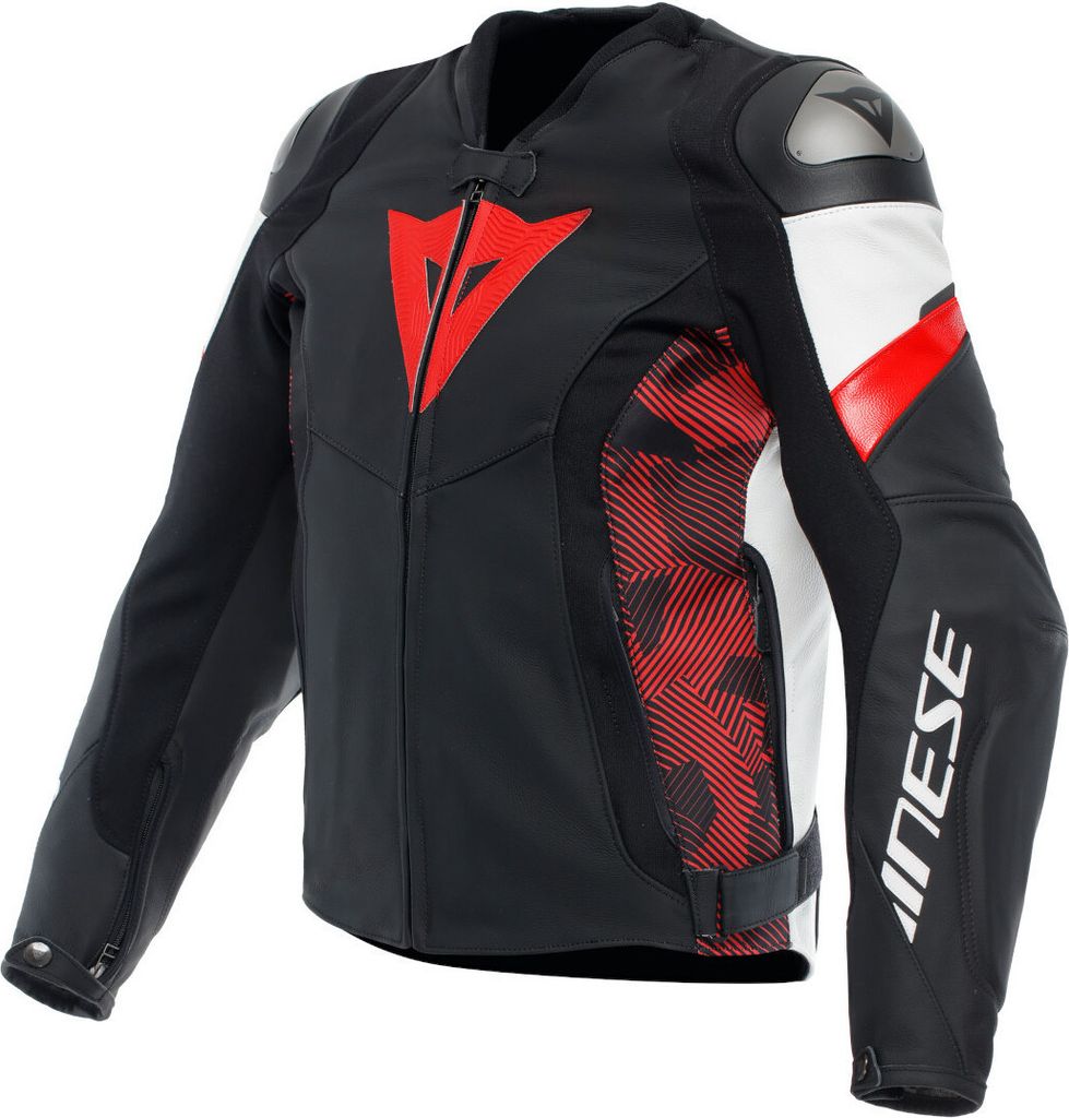 Dainese Avro 5 Motorrad Lederjacke, schwarz/rot/weiß, 48