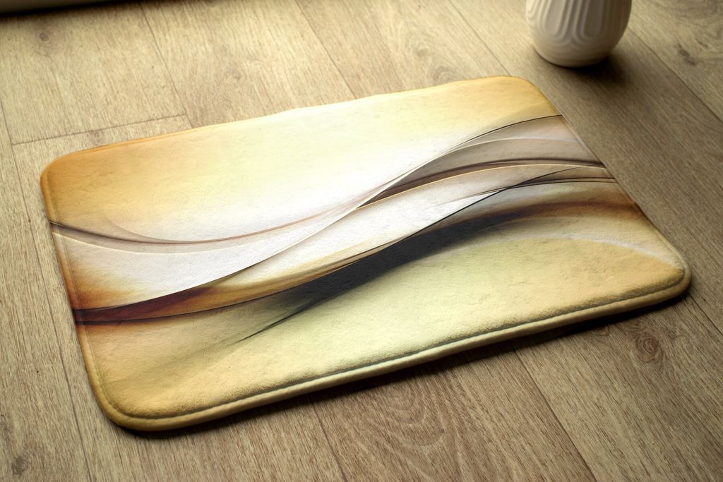 Badteppich Saugfähige - Badezimmer Teppich - Rutschfester Badvorleger Badematte - 75x45 cm - Goldene Abstraktion