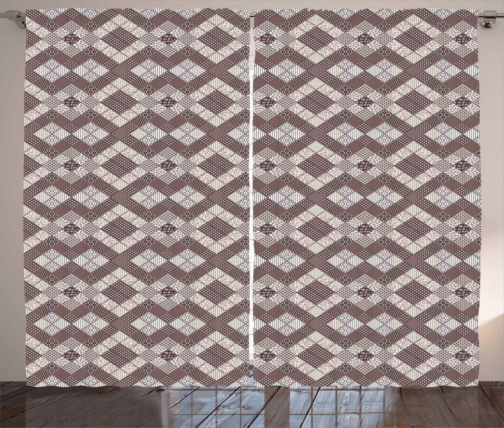 ABAKUHAUS Geometrisch Rustikaler Vorhang, Abstraktes Patchwork, Wohnzimmer Universalband Gardinen mit Schlaufen und Haken, 280 x 225 cm, Mehrfarbig
