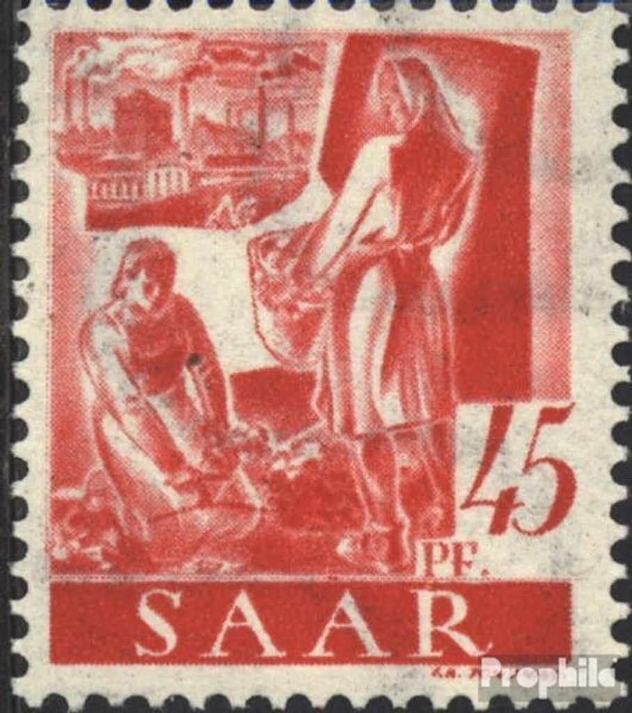 Briefmarken Saarland 1947 Mi 219II, Bäuerin mit Kleiderbügel (Feld 66) postfrisch Berufe und Ansichten