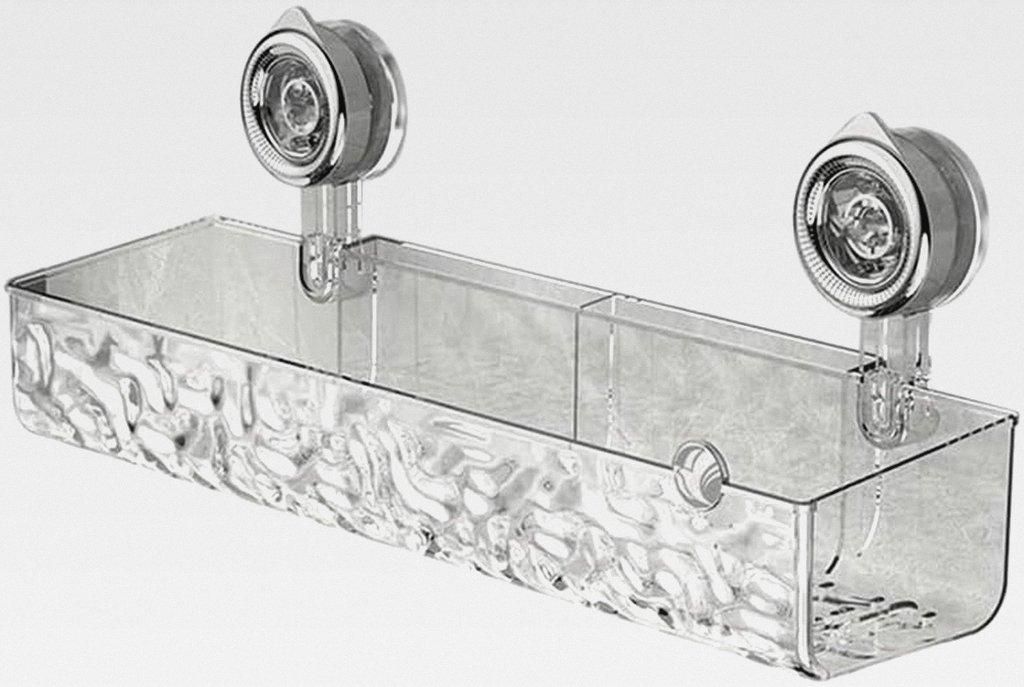 Ohne Bohren, Leichtes Regal mit Saugnapf im Luxus-Stil mit Gletschermuster, Badezimmer-/Dusch-Organizer, Einfach zu Verwenden, Transparent, Lange A...