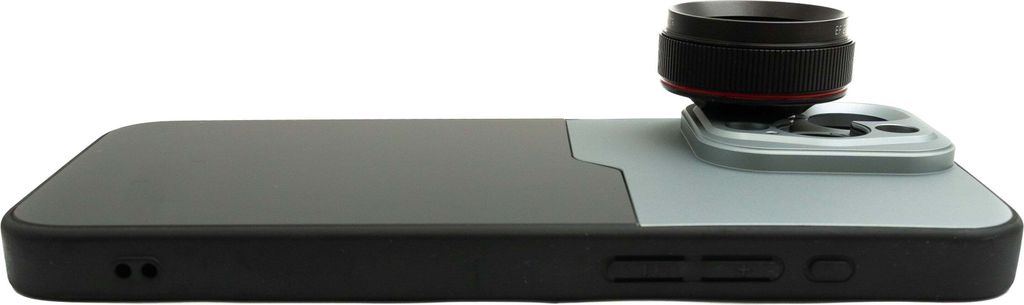 SYSTEM-S Makro Linse 1.1x bis 2.8x Filter 37 mm mit Hülle für iPhone 15 Pro Max in Schwarz Grau