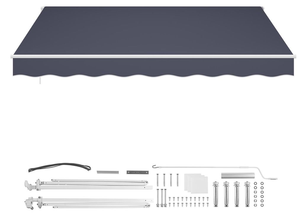 SucceBuy Gelenkarmmarkise 4x3 m, Einziehbare Markise mit Handkurbel, Sonnenschutz UPF 80+, Terrassen- und Balkonmarkise für Garten, Fenster und Au...