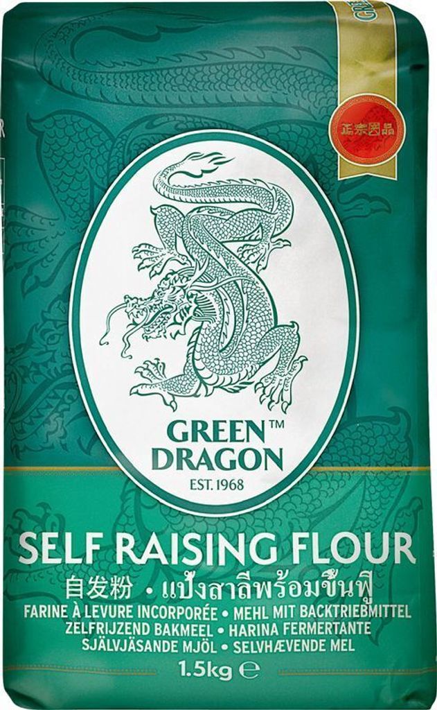 Green Dragon Selbsttreibendes Mehl 1,5kg | Weizenmehl | Mehl mit Backtriebmittel Backpulver