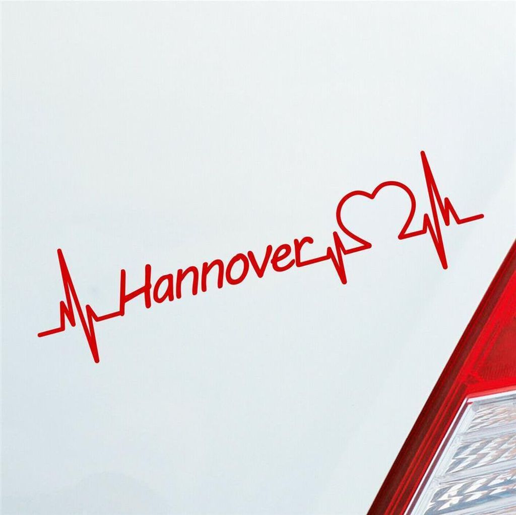 Auto Aufkleber Hannover Herz Herzschlag 19x5 cm Rot Sticker Heckscheibenaufkleber