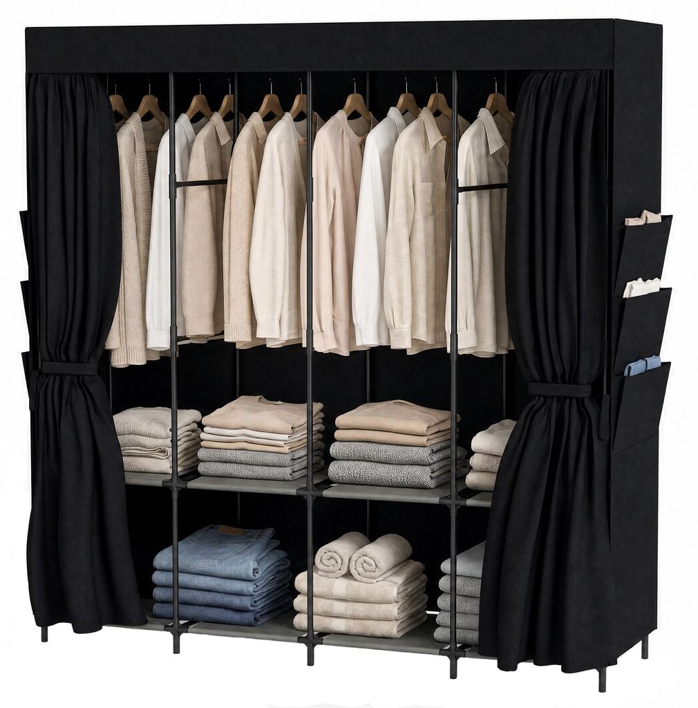 HOMCOM Stoffschrank Faltschrank Kleiderschrank mit 4 Produktbild 