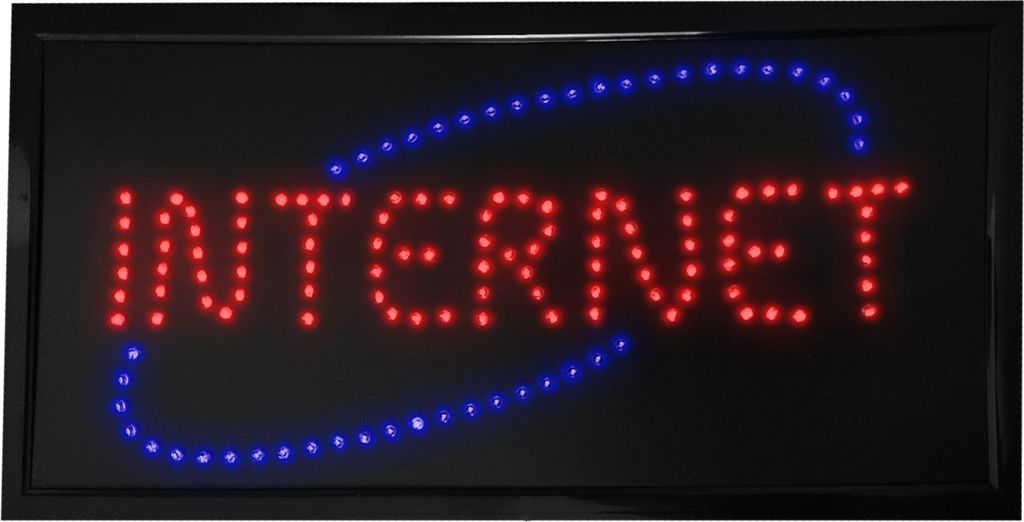 LED Reklame Leuchtschild, 48 x 25 cm, Internet