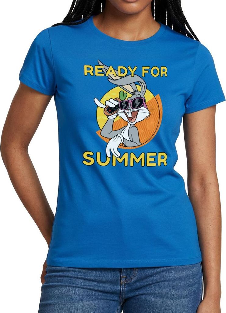 Spreadshirt Looney Tunes Bugs Bunny Ready For Summer Sommer Frauen T-Shirt, XL, Royalblau