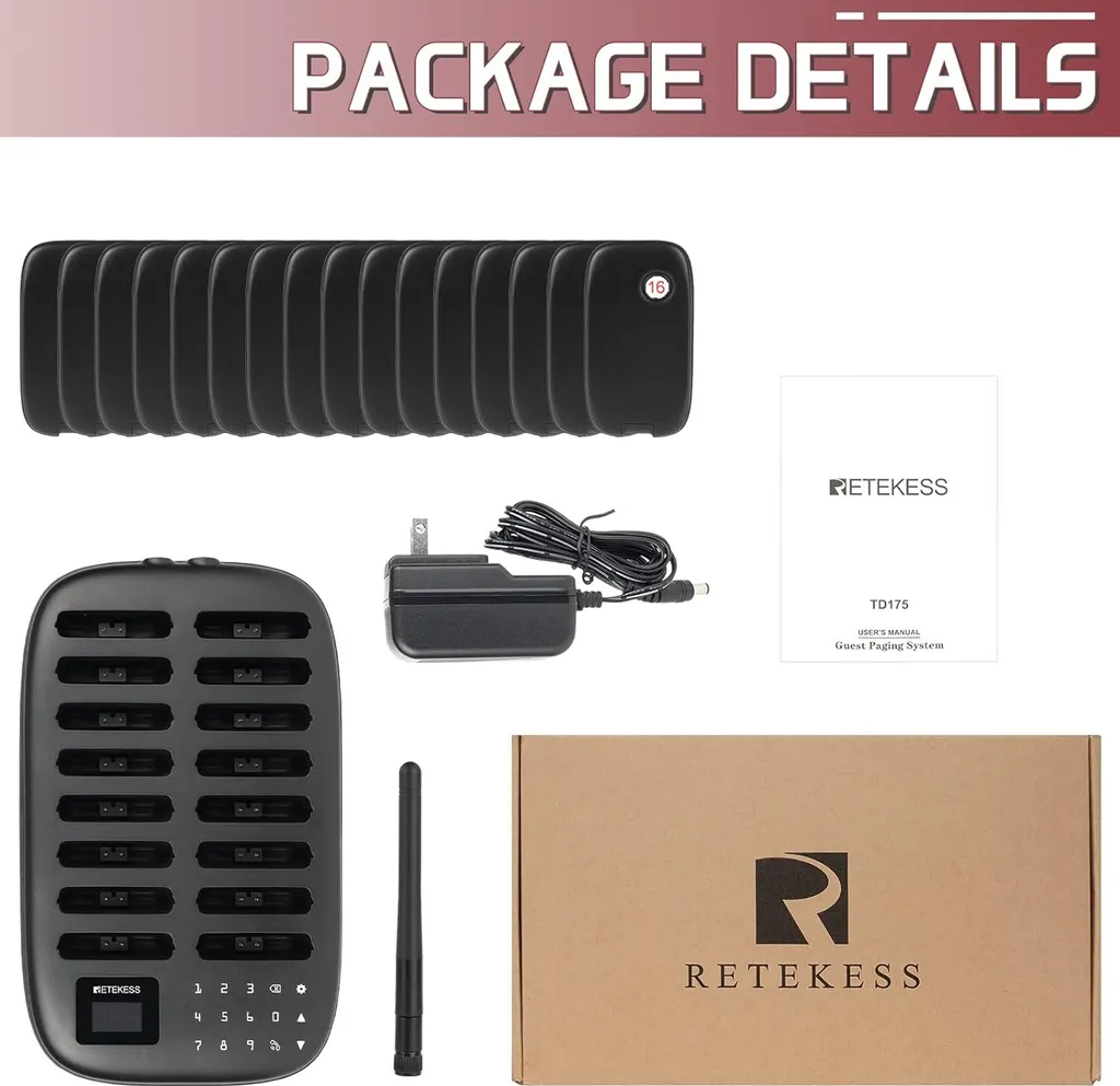 Pager de restaurant sans fil 500m avec 7 modes d'appel vibration - 7