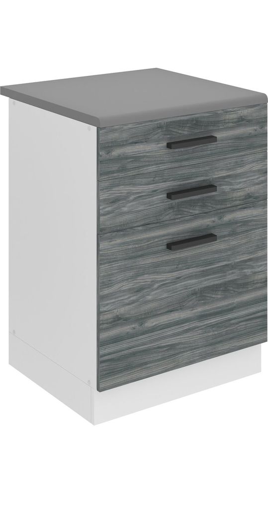 Belini Unterschrank Küche, Küchenunterschrank 60 cm Breite. SDSZ Küchenunterschrank mit Arbeitsplatte. Küchenschrank mit Schubladen, Glamour Wood