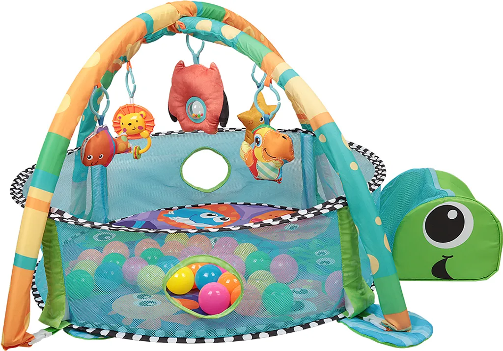 Tapis de jeu tortue pour nouveau-né avec 30 balles et arche sensorielle
