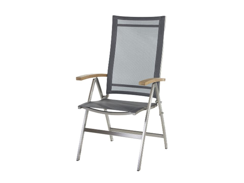 Diamond Garden Hochlehner VENEDIG, Edelstahl / Sunproof Sling Schwarz/Silber