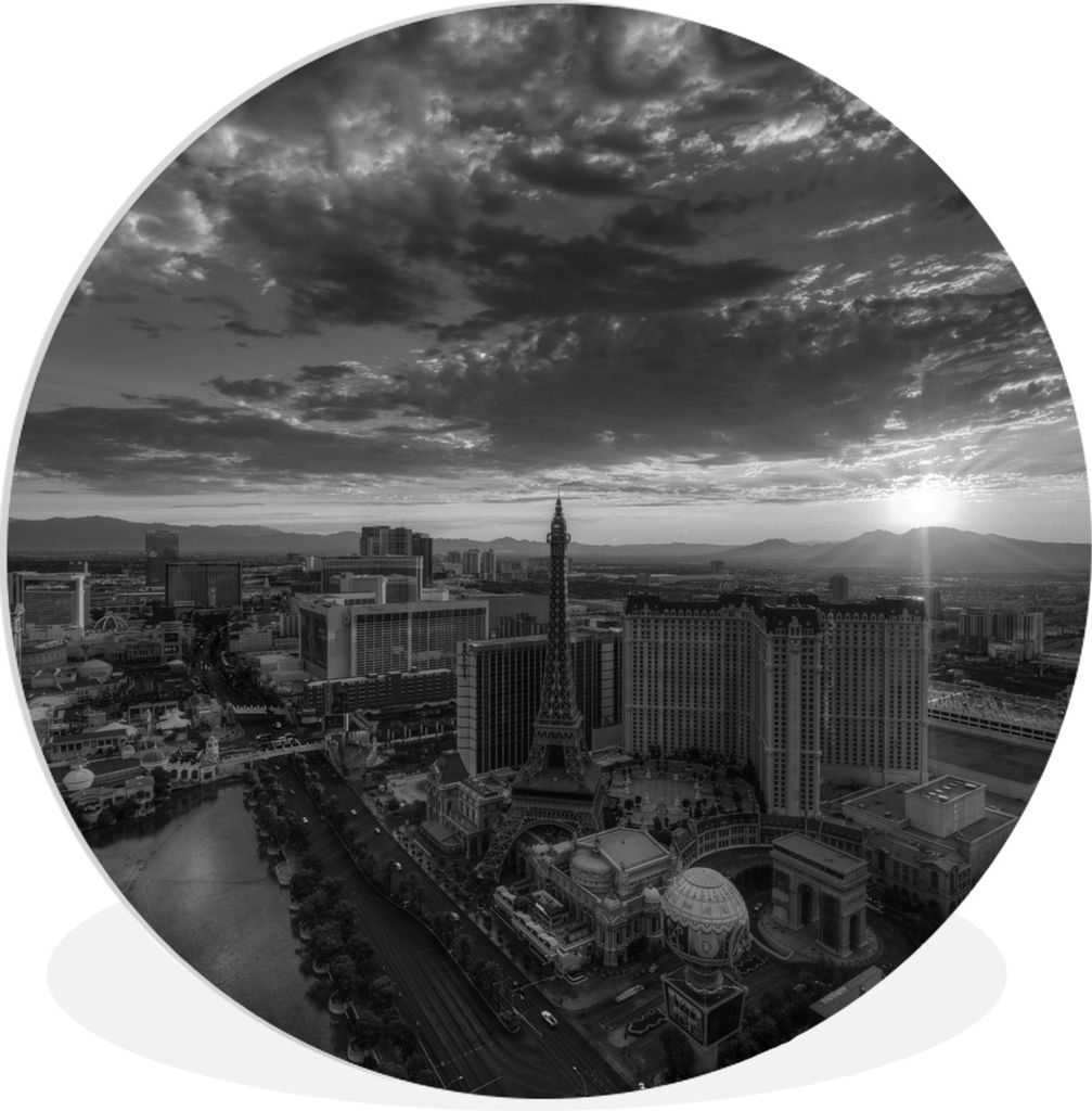 MuchoWow Rundes Wandbild - Runde Bilder Las Vegas bei Sonnenaufgang Ø 60 cm Kreis Wanddekoration Kunststoff - Wandkreis - Wandschmuck - Wand Kre...