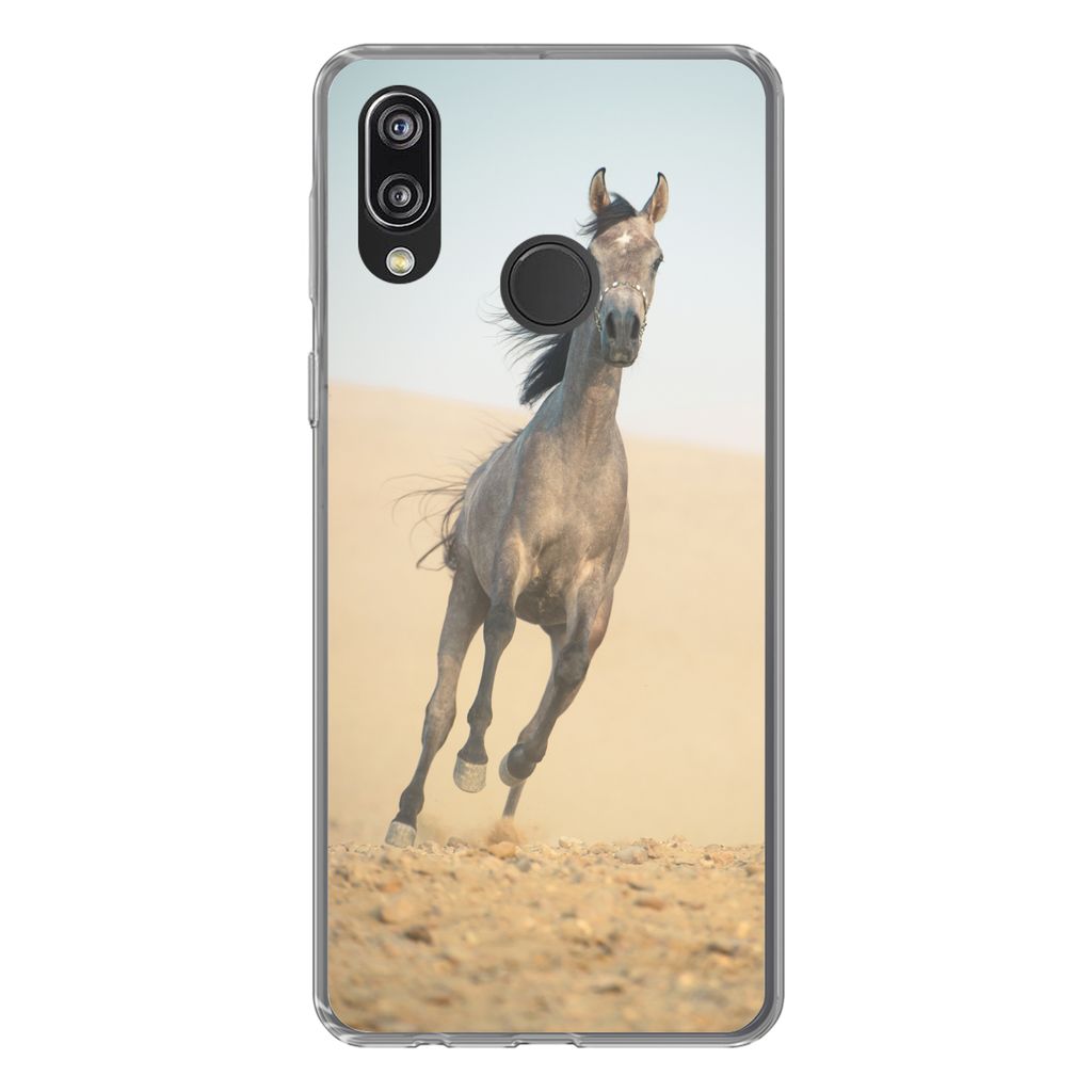 MuchoWow Handyhülle Schutzhülle Hülle für Huawei P20 Lite (2020) Pferd - Sand - Wüste Silikon Softcase Handy Hülle - Kartenhalter