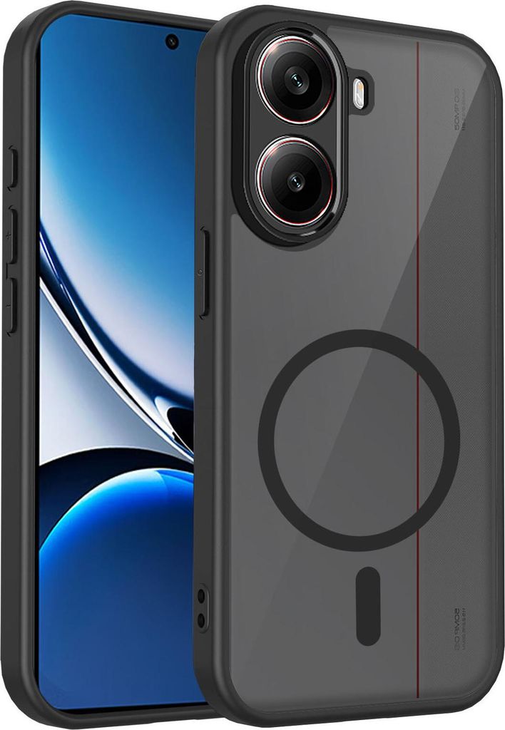 Magnetisch Hülle für Xiaomi Redmi Turbo 4 Pro/Poco F7, Handyhülle Transluzente Hart PC Rückseite TPU Stoßfest Schutzhülle Schwarz