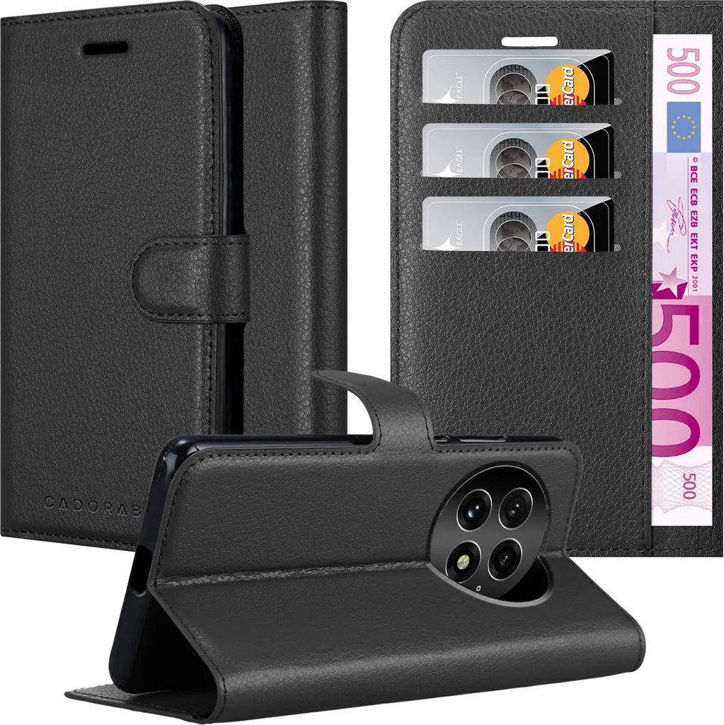Cadorabo cover per OnePlus 13 in PHANTOM BLACK Cover protettiva con chiusura magnetica, funzione stand e slot per schede