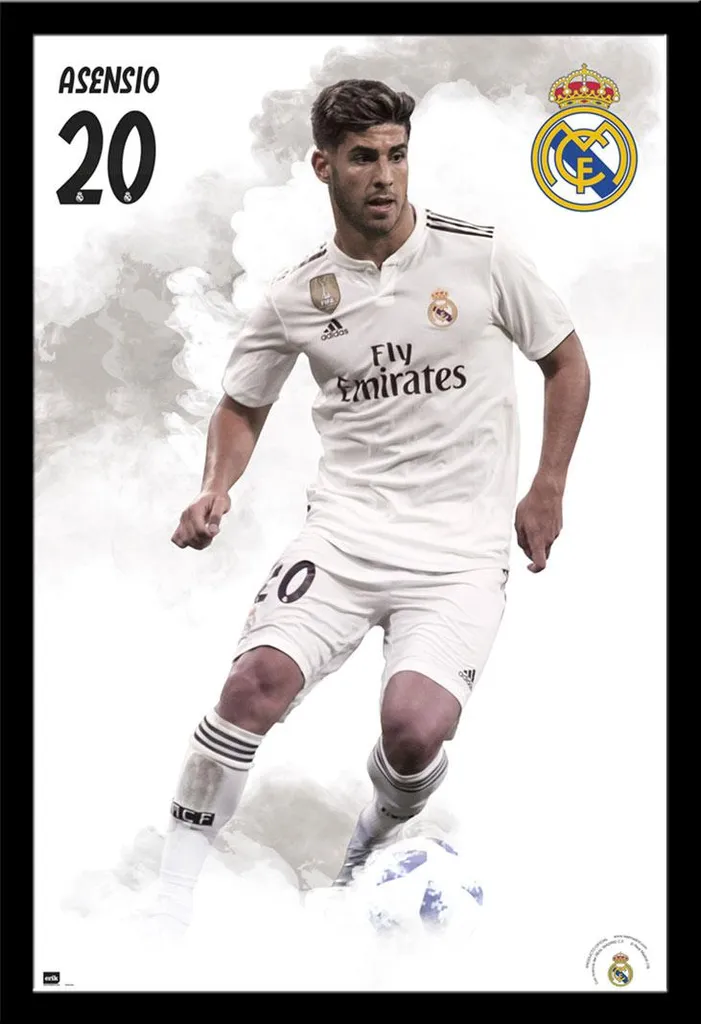 Poster Real Madrid Asensio 18/19 con Cornice Shinsuke Maxi MDF Nera
