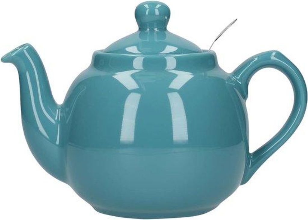 Kleine Teekanne mit Infusor und 2 Tassen - Keramik, Aqua, 600 ml
