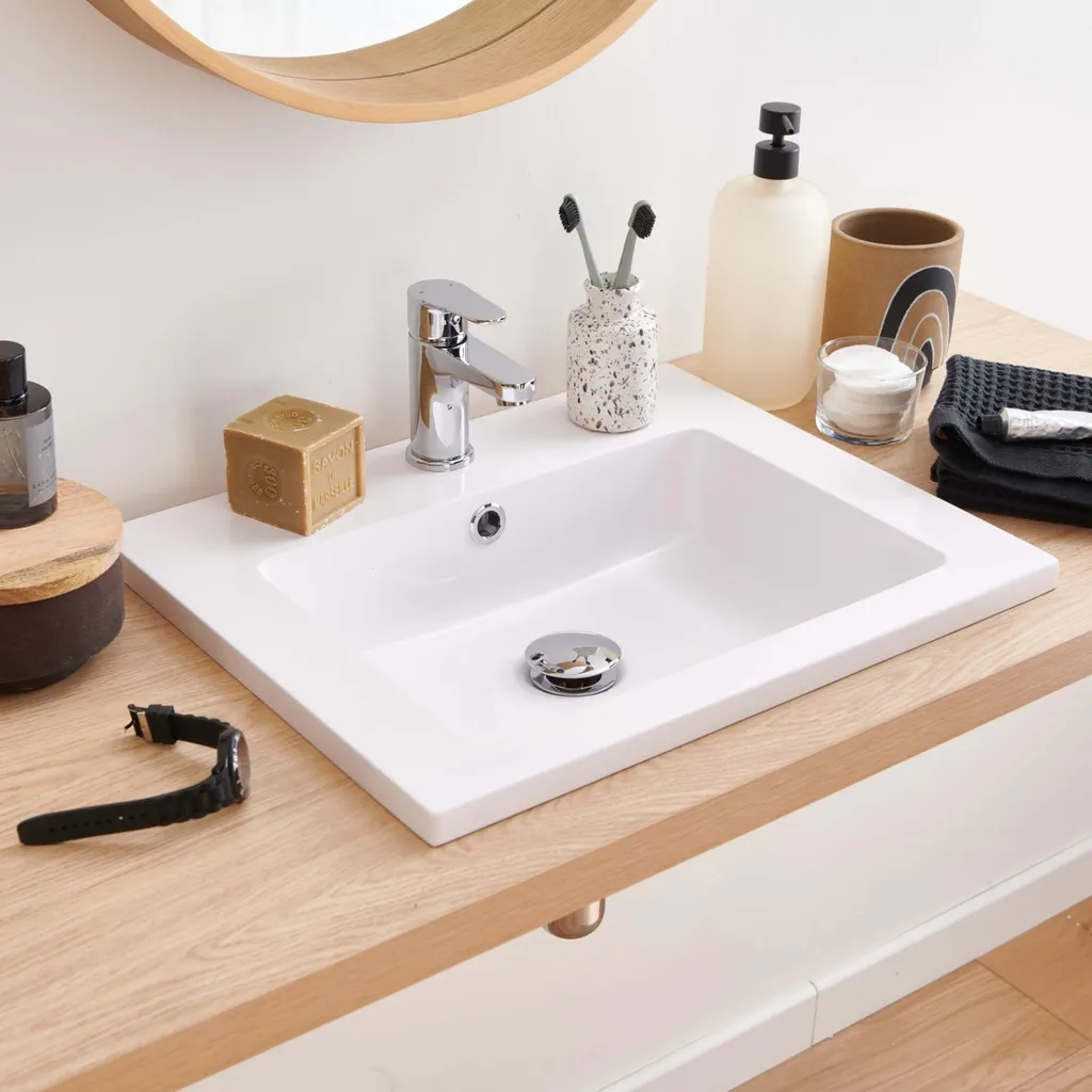 Vasque à encastrer 50x40cm en résine pour meuble de salle de bain chic