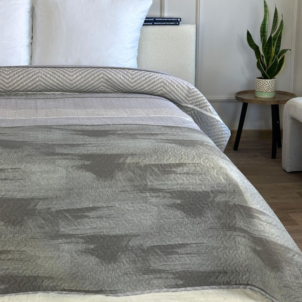 Tagesdecke Zweiseitige Bettüberwurf Allzweckdecke Steppdecke TAVIRA Sofa Bett Decken XXL Grau 220x240cm