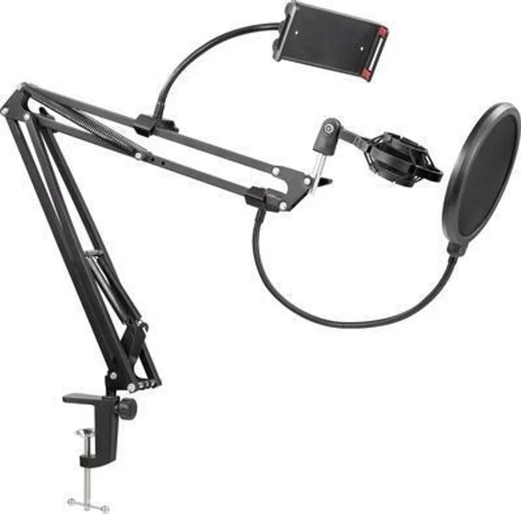 Support microphone de table stable Renkforce RF-MCS-200 Métal Noir Fixe