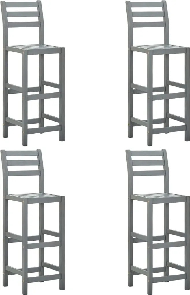 Tabouret de bar robuste en acacia massif gris - Set de 4 pour petit espace