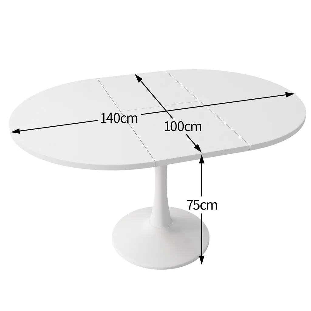 Table ovale extensible 100 à 140 cm blanche style sobre et moderne - 3