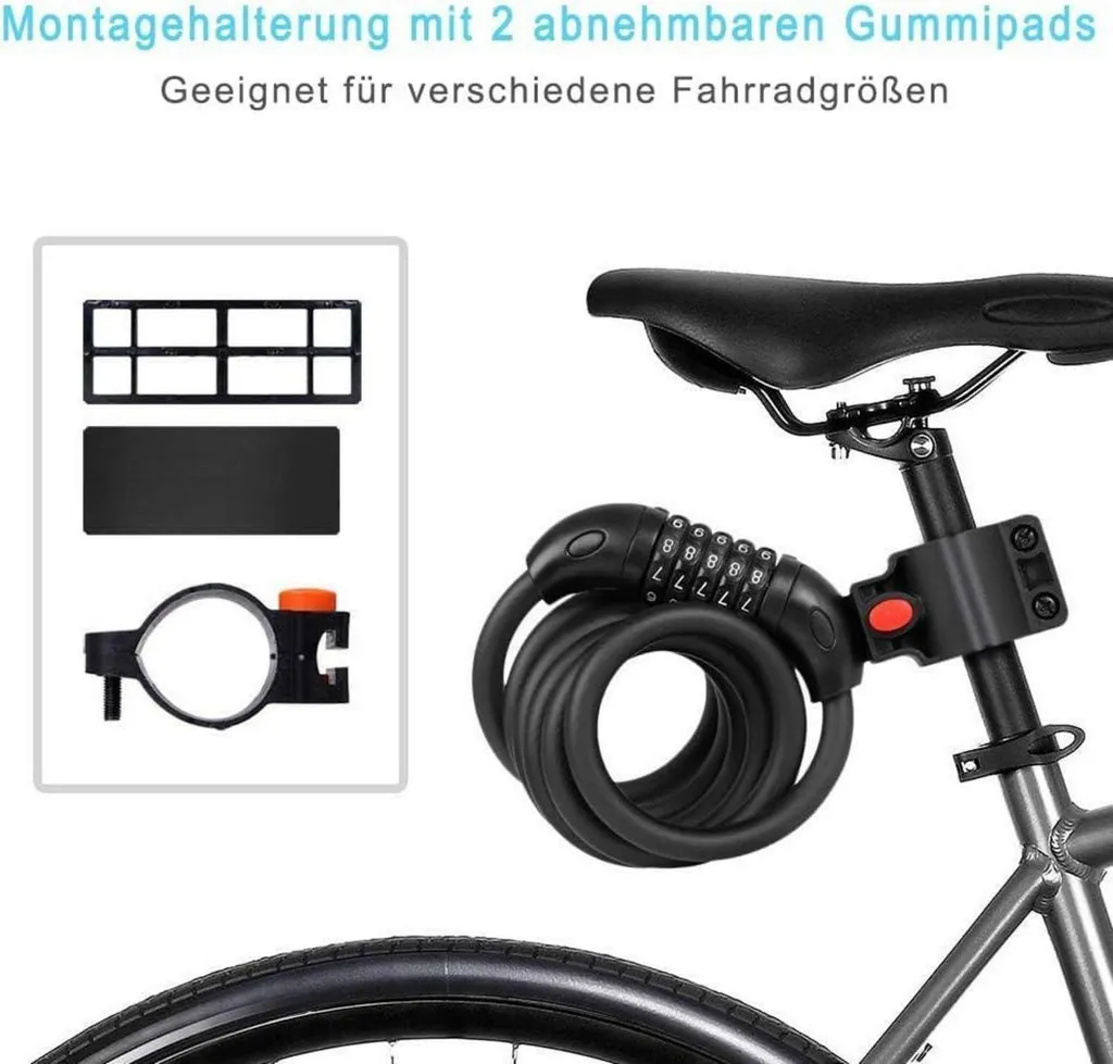 Câble antivol vélo robuste à code articulé 120cm noir universel - 5