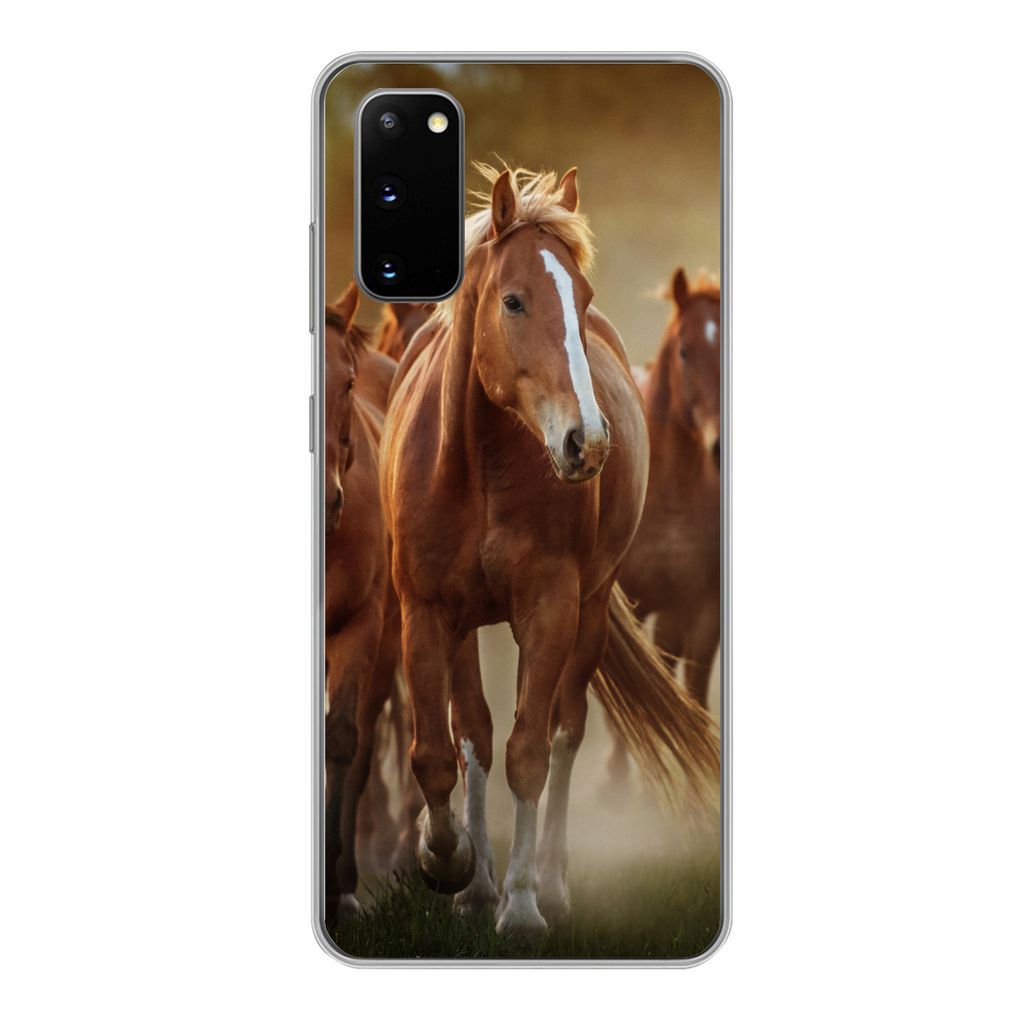 MuchoWow Handyhülle Schutzhülle Hülle für Samsung Galaxy S20 Pferde - Licht - Natur Silikon Softcase Handy Hülle - Bild