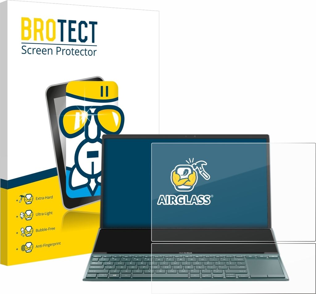 BROTECT Schutzglas für ASUS ZenBook Duo 14 UX482 Schutzfolie Panzer Folie Glas Display Schutz klar