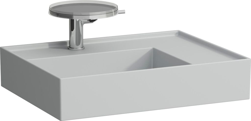 Waschtisch KARTELL 600x460mm Abl. re o ÜL 1 HL-Ausf. grau