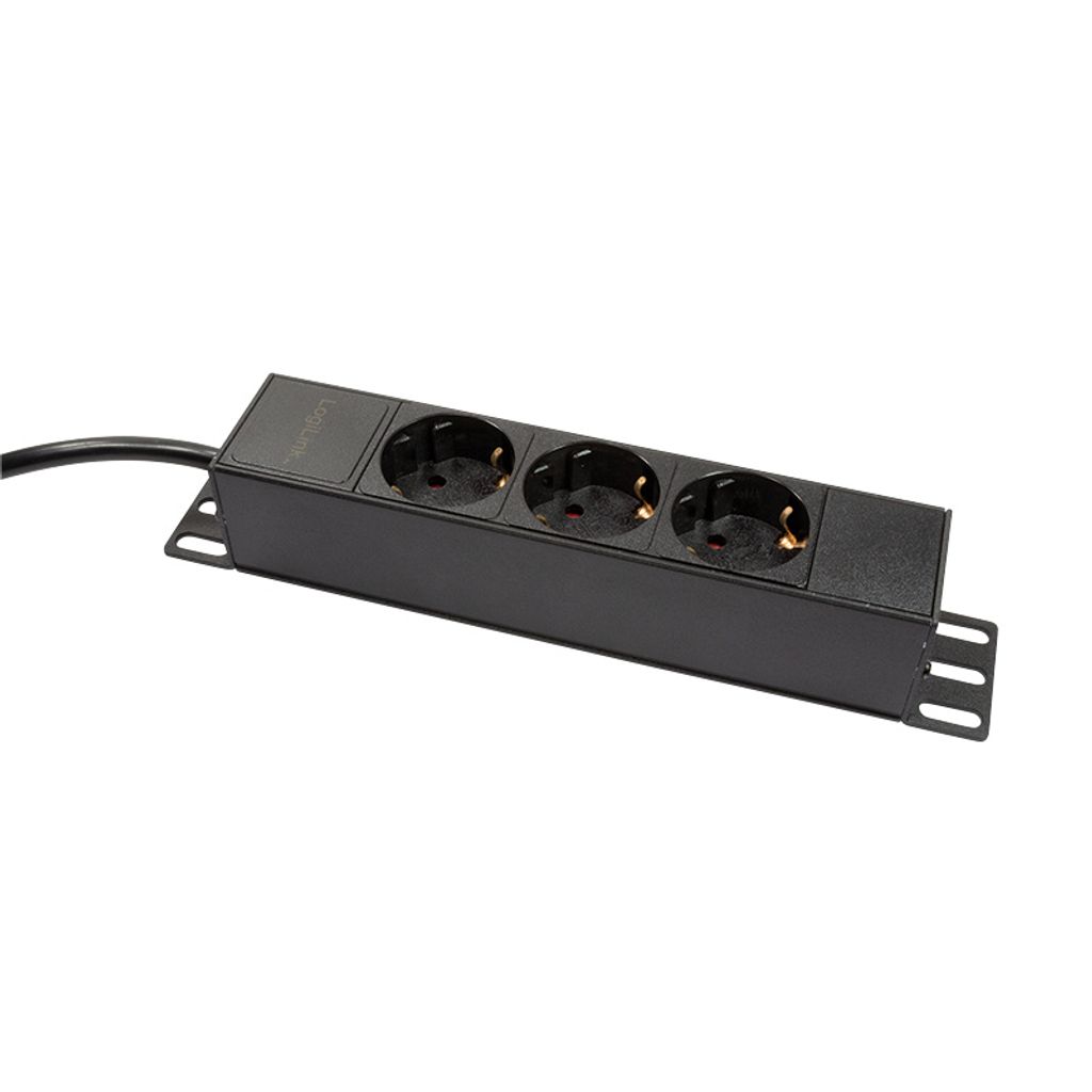 LogiLink 10" Steckdosenleiste 3-fach ohne Schalter,schwarz